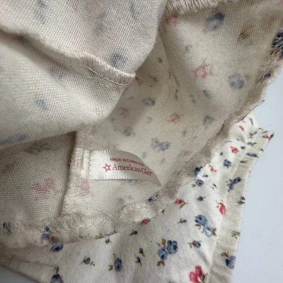 American Girl Doll Floral Pajamas Set Cream Pink Blue Lace Trim Fair Condition - Picture 3 of 8